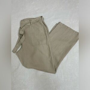 MYS collection 100% line  Tan Straight Leg Pants with Lightweight Fabric